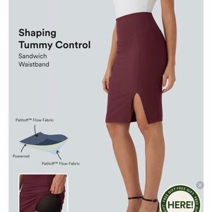 HALARA Burgundy Skirt with Stylish Slit